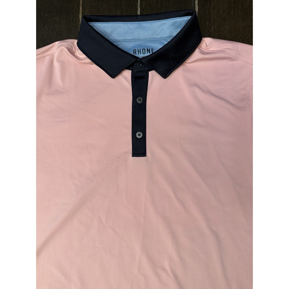 Rhone Polo Men Medium Pink And Black Performance Golf Stretch Shirt M